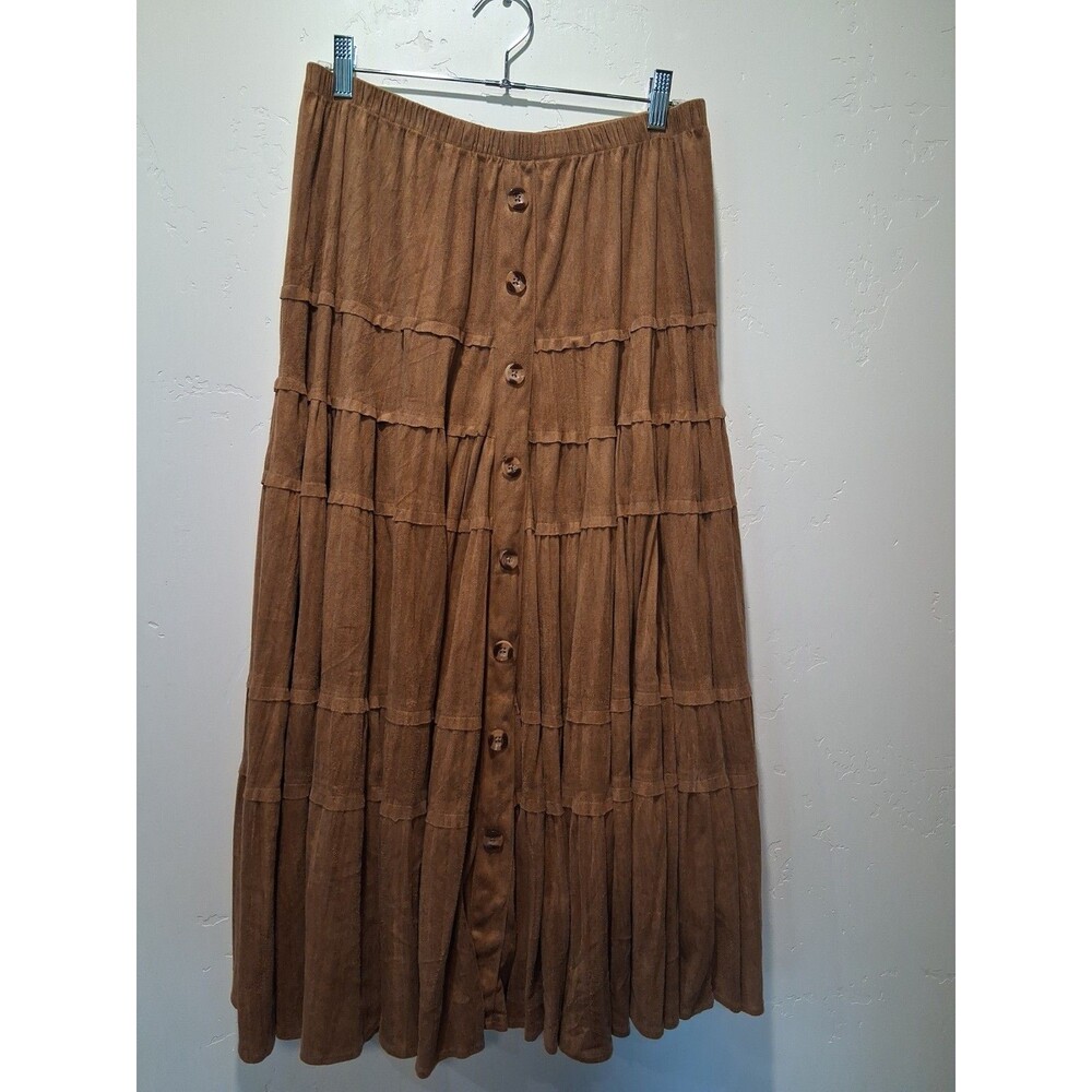 Women's M 14/16 Brown Faux Suede Tiered Boho Cowgirl Western Country Festival